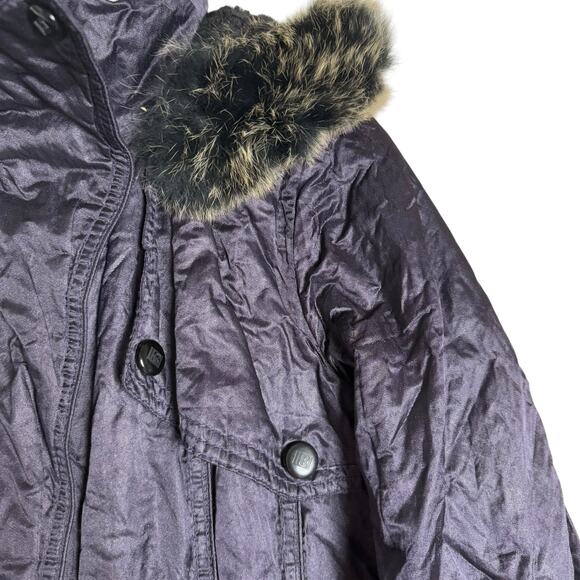 Laundry by Design Eggplant Purple Faux Fur Trim Hood Parka Coat Size Large - Picture 4 of 13